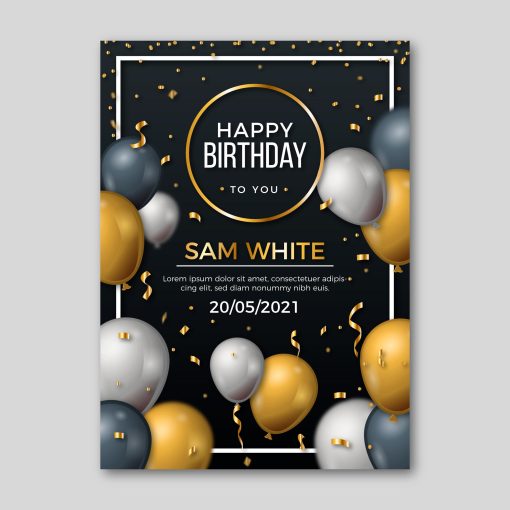 Elegant Black and Gold birthday invitation - Diyawonbe